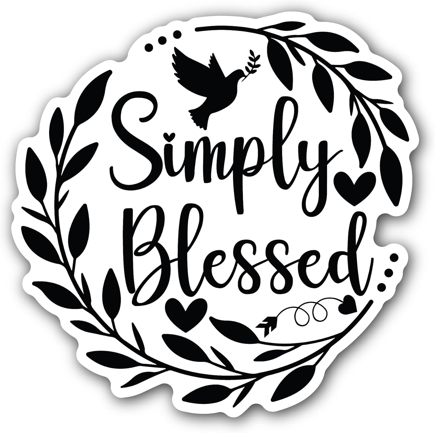 2 (Pieces) 3" and 5" Simply Blessed Black Text Sticker, Waterproof Vinyl Decals for Many Purpose Like Cars, Trucks, Laptops, Phones, Windows and More