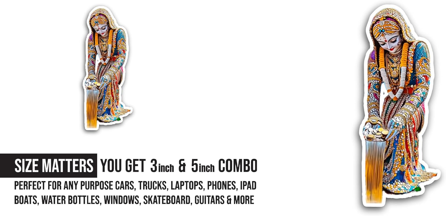 2 (Pieces) 3" and 5" Indian Spiritual God Sticker, Waterproof Vinyl Decals for Many Purpose Like Cars, Trucks, Laptops, Phones, Windows and More