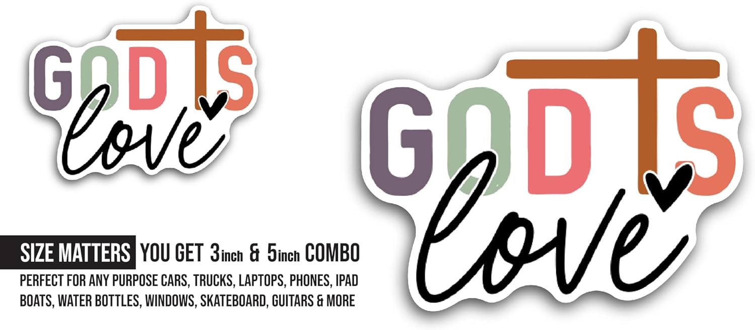 2 (Pieces) 3" and 5" God is Text Sticker, Waterproof Vinyl Decals for Many Purpose Like Cars, Trucks, Laptops, Phones, Windows and More