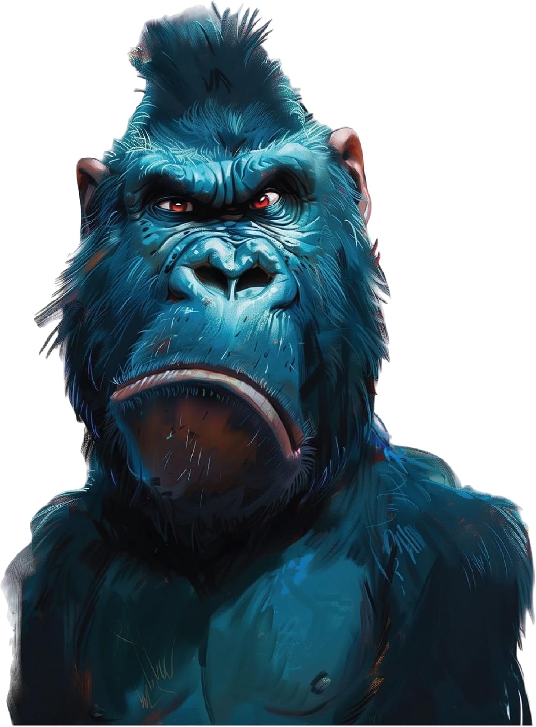 2 (Pieces) 3" and 5" Close Up of A Gorilla Sticker, Waterproof Vinyl Decals for Many Purpose Like Cars, Trucks, Laptops, Phones, Windows and More