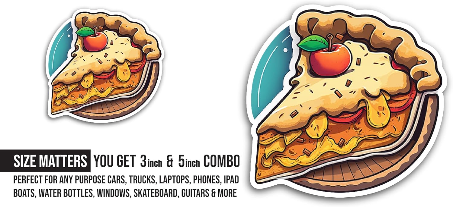 2 (Pieces) 3" and 5" Slice of Pizza Sticker, Waterproof Vinyl Decals for Many Purpose Like Cars, Trucks, Laptops, Phones, Windows and More