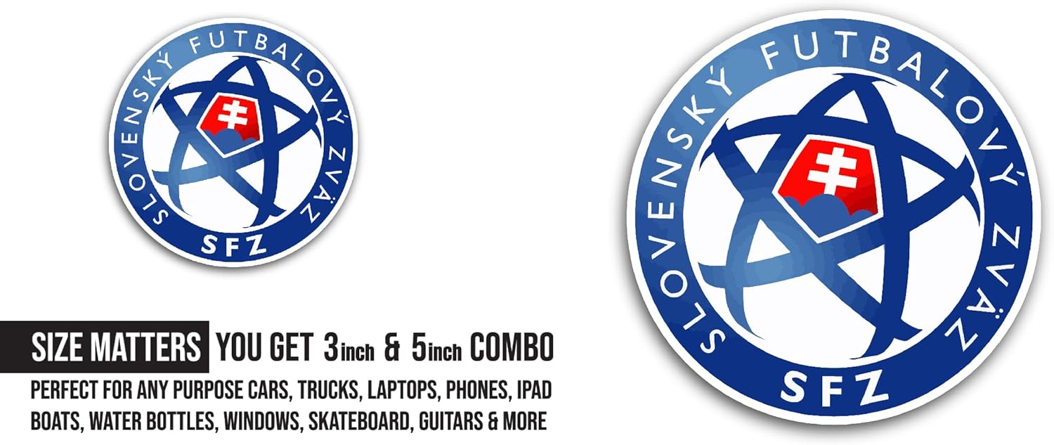 2 (Pieces) 3" and 5" Sl0vakia Nati0nal Football Team Sticker, Waterproof Vinyl Decals for Many Purpose Like Cars, Trucks, Laptops, Phones, Windows and More