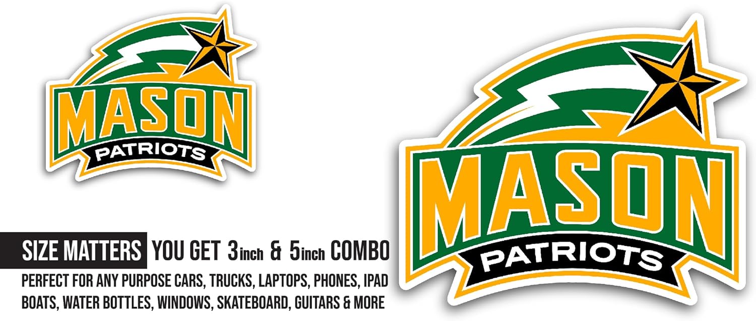 2 (Pieces) 3" and 5" Mason Patri0ts Sticker, Waterproof Vinyl Decals for Many Purpose Like Cars, Trucks, Laptops, Phones, Windows and More