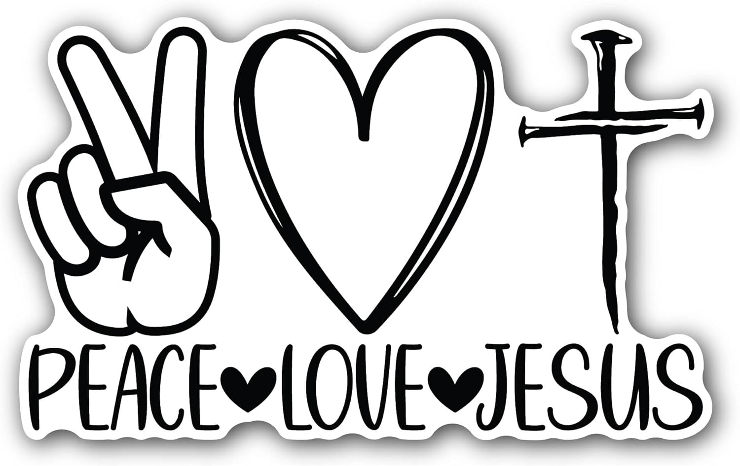 2 (Pieces) 3" and 5" Peace Love Jesus Sticker, Waterproof Vinyl Decals for Many Purpose Like Cars, Trucks, Laptops, Phones, Windows and More