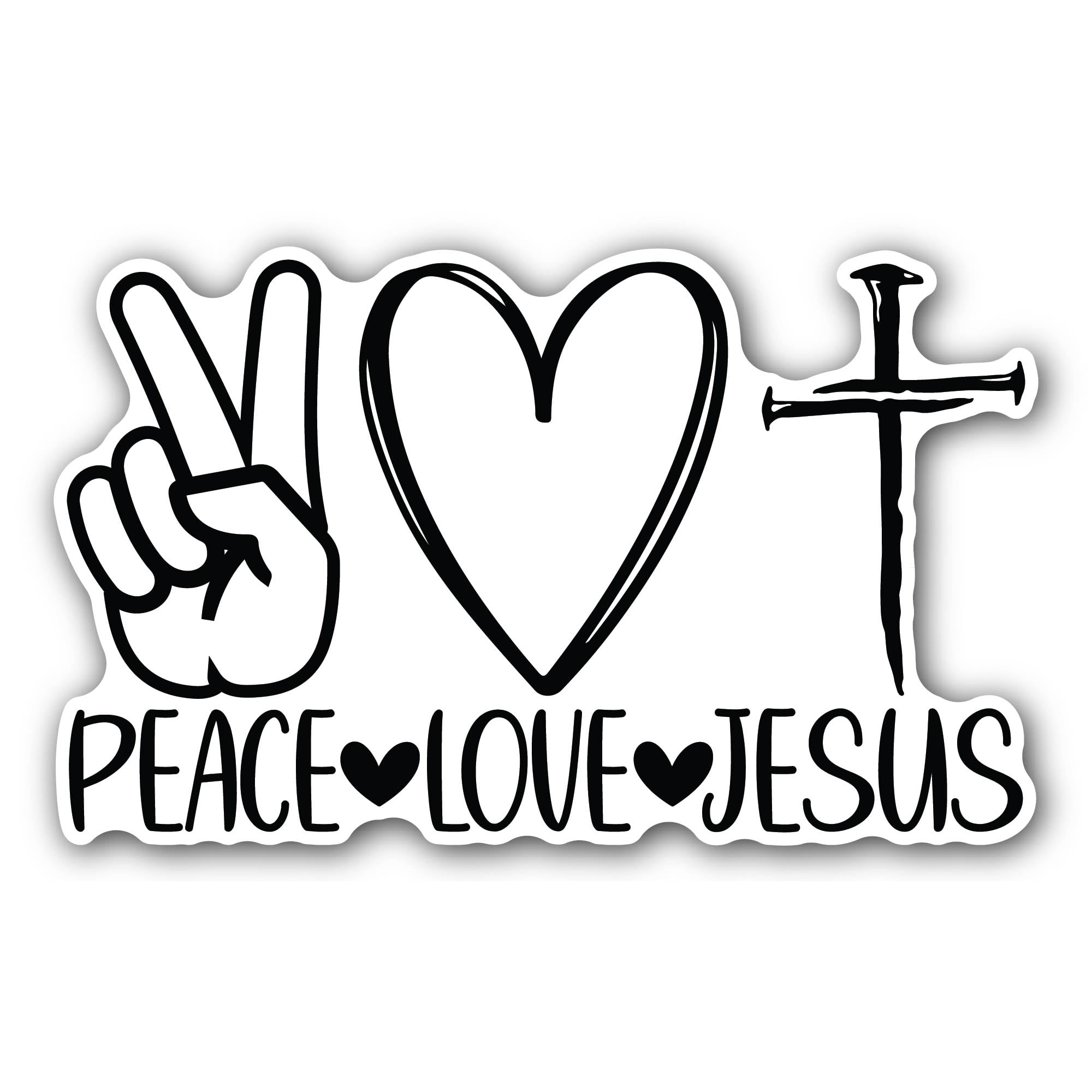 2 (Pieces) 3" and 5" Peace Love Jesus Sticker, Waterproof Vinyl Decals for Many Purpose Like Cars, T