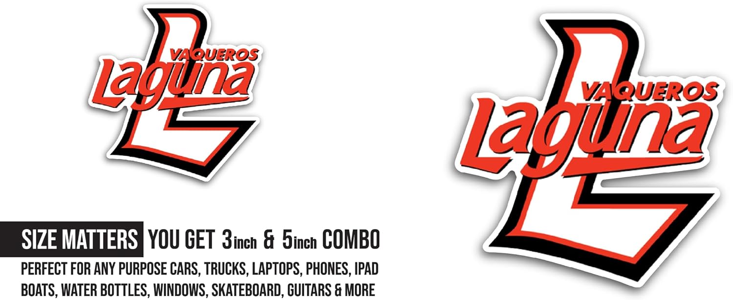 2 (Pieces) 3" and 5" L@Guna Vaqu3ros Logo Sticker, Waterproof Vinyl Decals for Many Purpose Like Cars, Trucks, Laptops, Phones, Windows and More