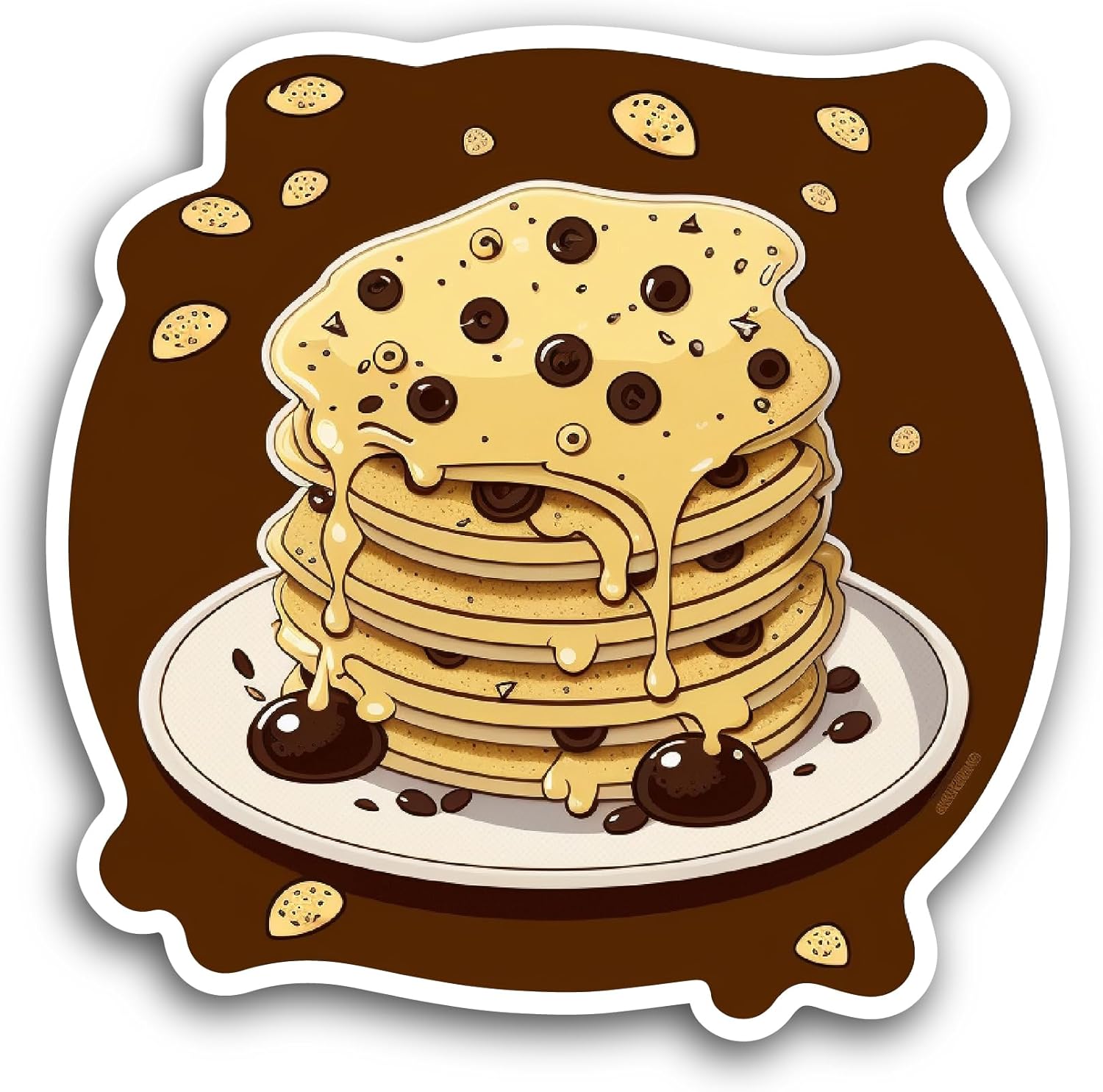 2 (Pieces) 3" and 5" Sweet Pancake Sticker, Waterproof Vinyl Decals for Many Purpose Like Cars, Trucks, Laptops, Phones, Windows and More