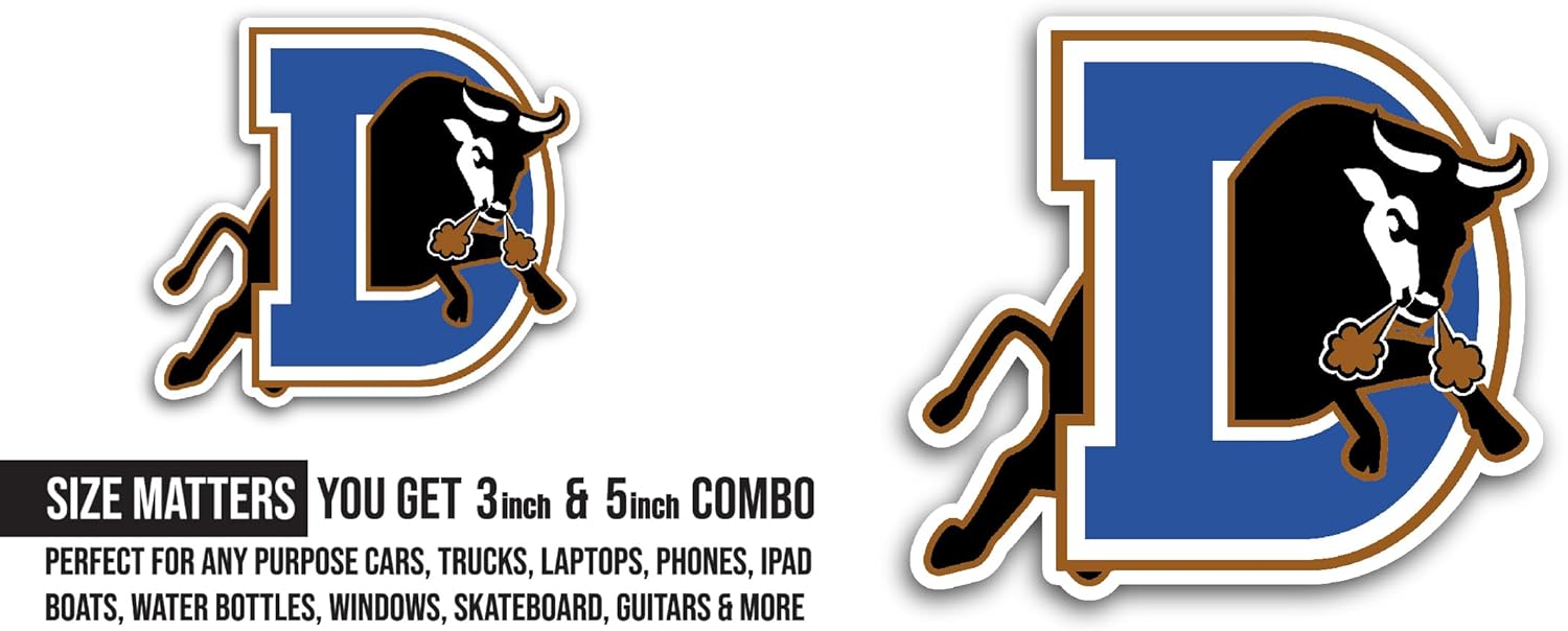 2 (Pieces) 3" and 5" Durh@m Bulls Sticker, Waterproof Vinyl Decals for Many Purpose Like Cars, Trucks, Laptops, Phones, Windows and More