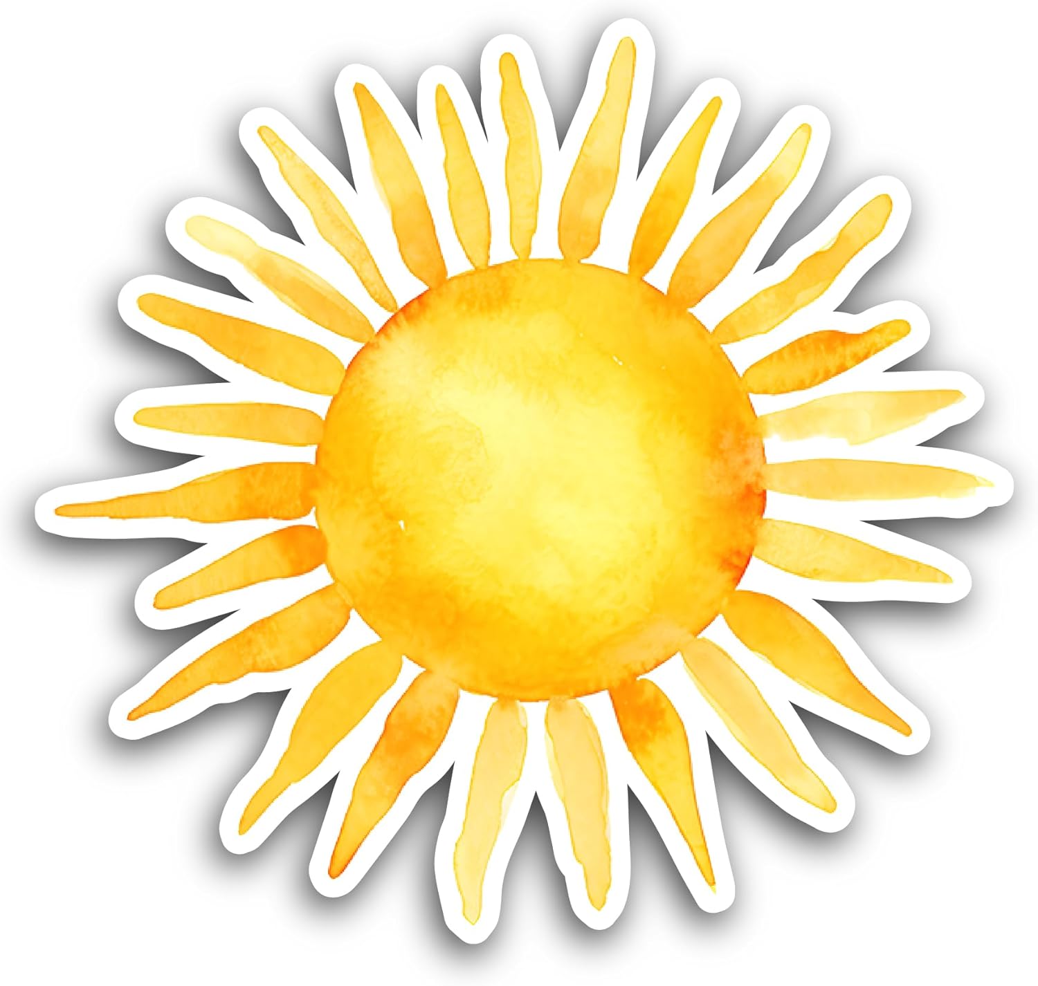 2 (Pieces) 3" and 5" Full Yellow Sun Sticker, Waterproof Vinyl Decals for Many Purpose Like Cars, Trucks, Laptops, Phones, Windows and More