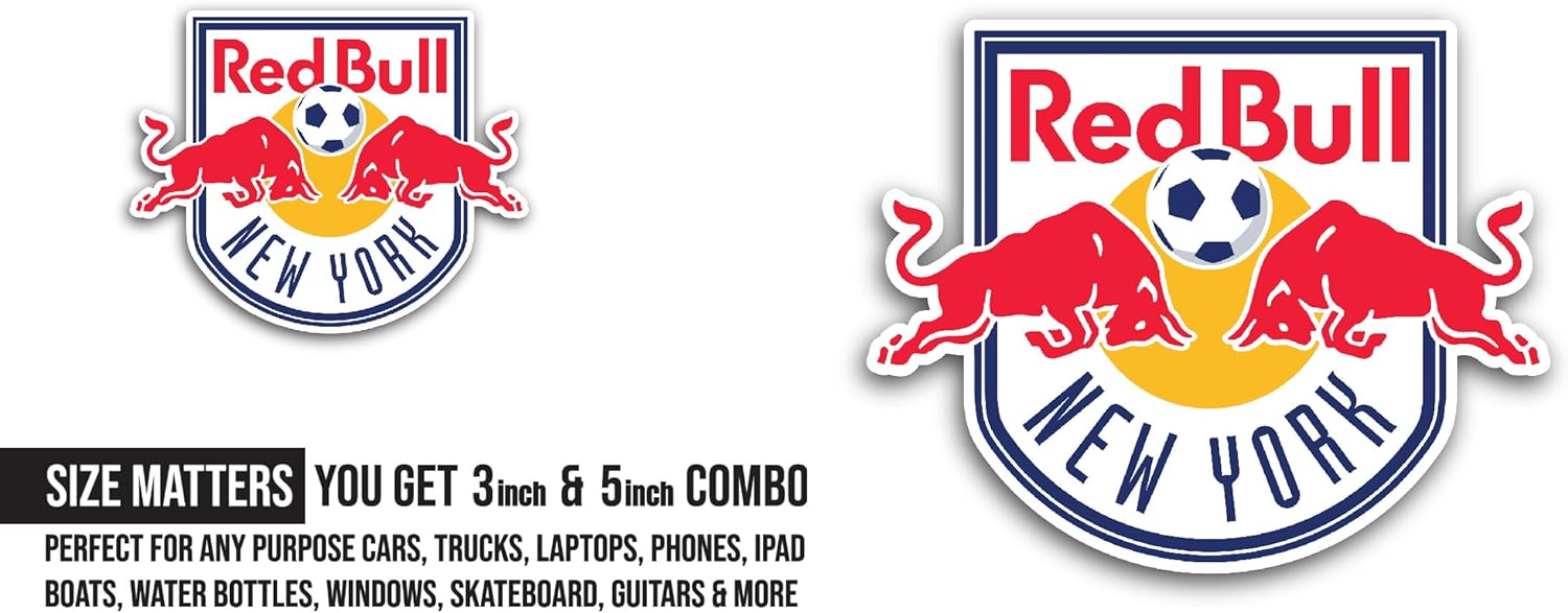 2 (Pieces) 3" and 5" New Y0rk Red Bulls Sticker, Waterproof Vinyl Decals for Many Purpose Like Cars, Trucks, Laptops, Phones, Windows and More