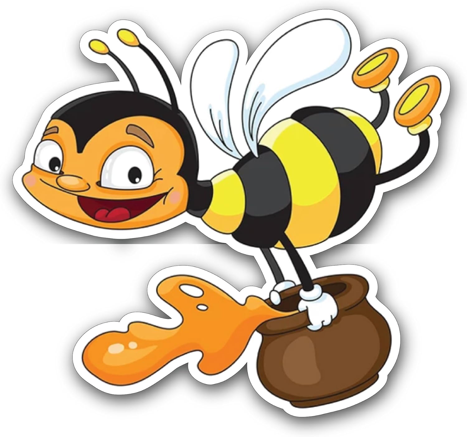 2 (Pieces) 3" and 5" Bee with Honey Sticker, Waterproof Vinyl Decals for Many Purpose Like Cars, Trucks, Laptops, Phones, Windows and More