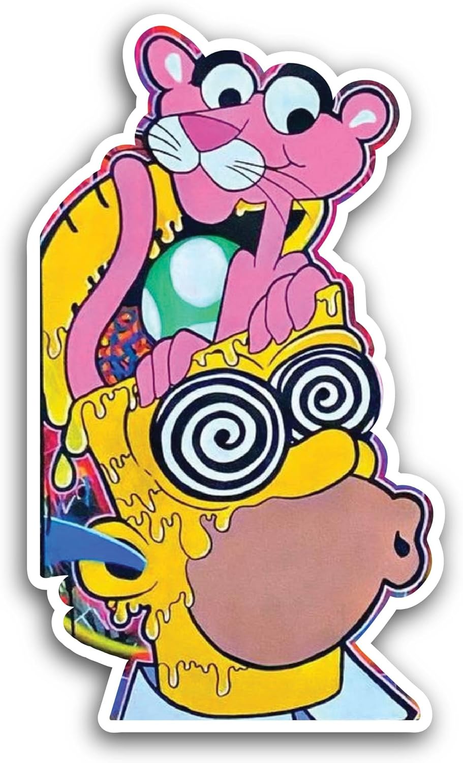 2 (Pieces) 3" and 5" Pink Color Panther Cartoon Art Sticker, Waterproof Vinyl Decals for Many Purpose Like Cars, Trucks, Laptops, Phones, Windows and More
