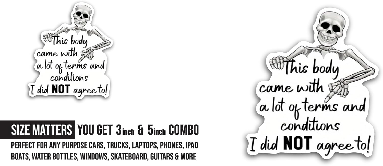 2 (Pieces) 3" and 5" This Body Came with Sticker, Waterproof Vinyl Decals for Many Purpose Like Cars, Trucks, Laptops, Phones, Windows and More