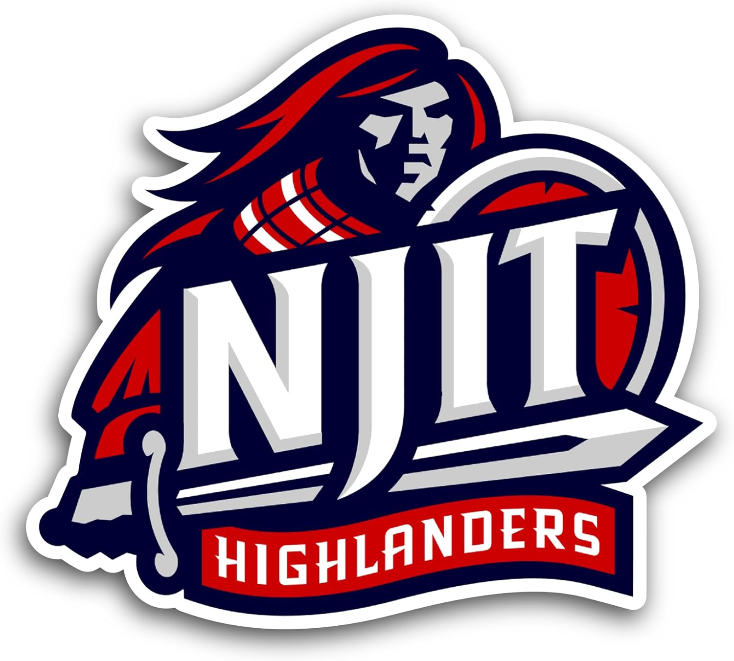 2 (Pieces) 3" and 5" NJIT Highl@nders Sticker, Waterproof Vinyl Decals for Many Purpose Like Cars, Trucks, Laptops, Phones, Windows and More