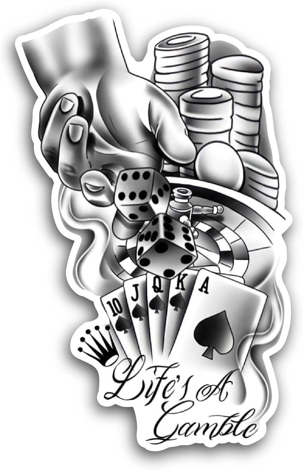 2 (Pieces) 3" and 5" Life's A Gamble Sticker, Waterproof Vinyl Decals for Many Purpose Like Cars, Trucks, Laptops, Phones, Windows and More