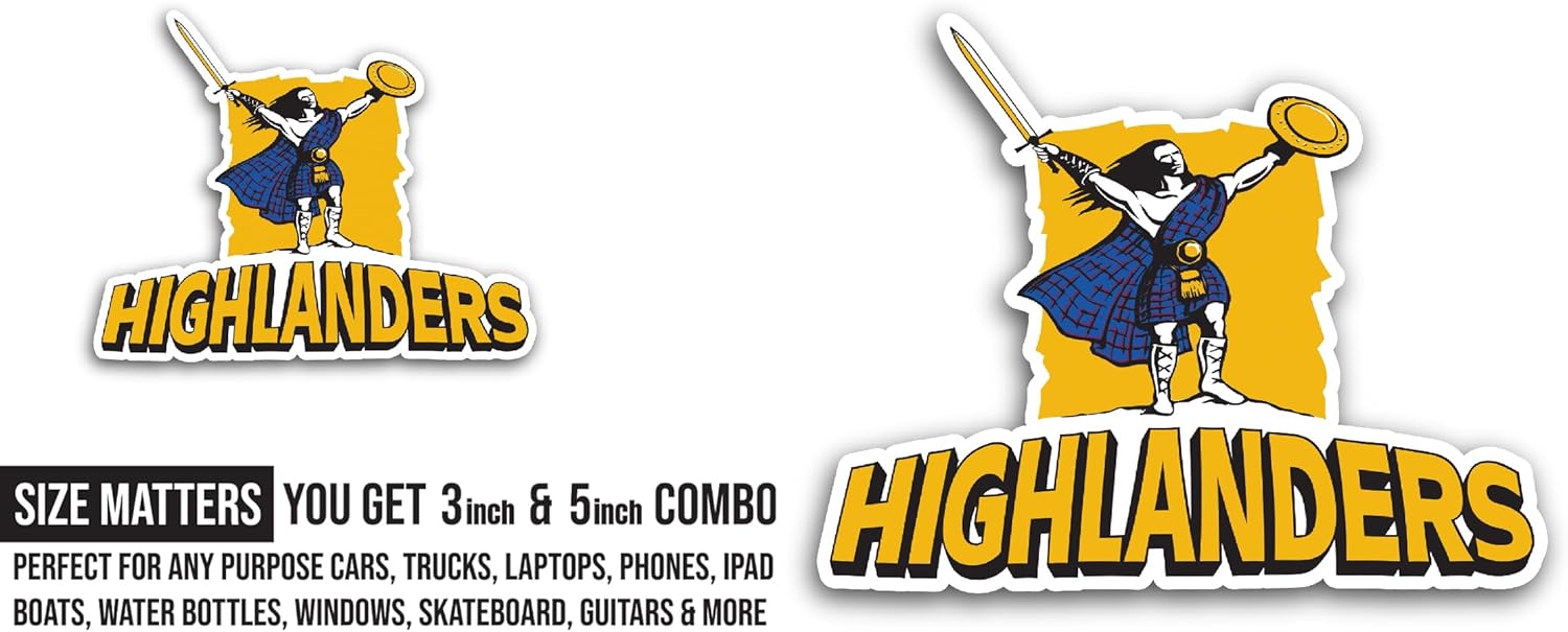 2 (Pieces) 3" and 5" Highland3rs Sticker, Waterproof Vinyl Decals for Many Purpose Like Cars, Trucks, Laptops, Phones, Windows and More