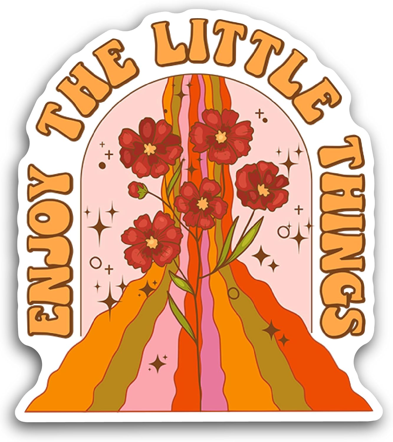 2 (Pieces) 3" and 5" Enjoy The Little Things Text Sticker, Waterproof Vinyl Decals for Many Purpose Like Cars, Trucks, Laptops, Phones, Windows and More