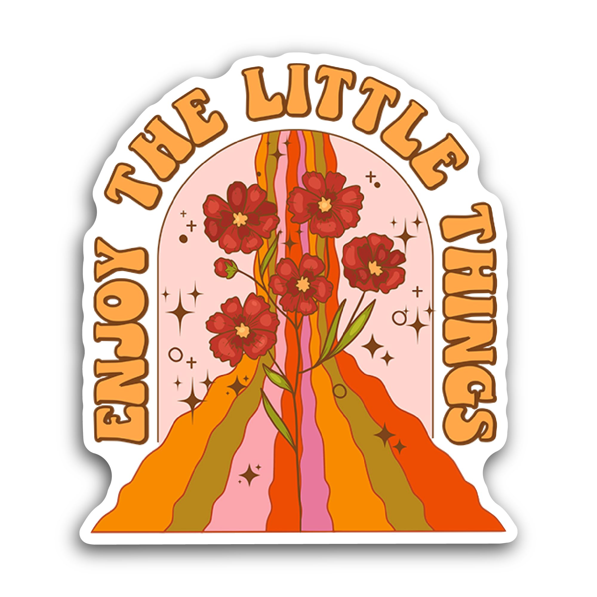 2 (Pieces) 3" and 5" Enjoy The Little Things Text Sticker, Waterproof Vinyl Decals for Many Purpose 