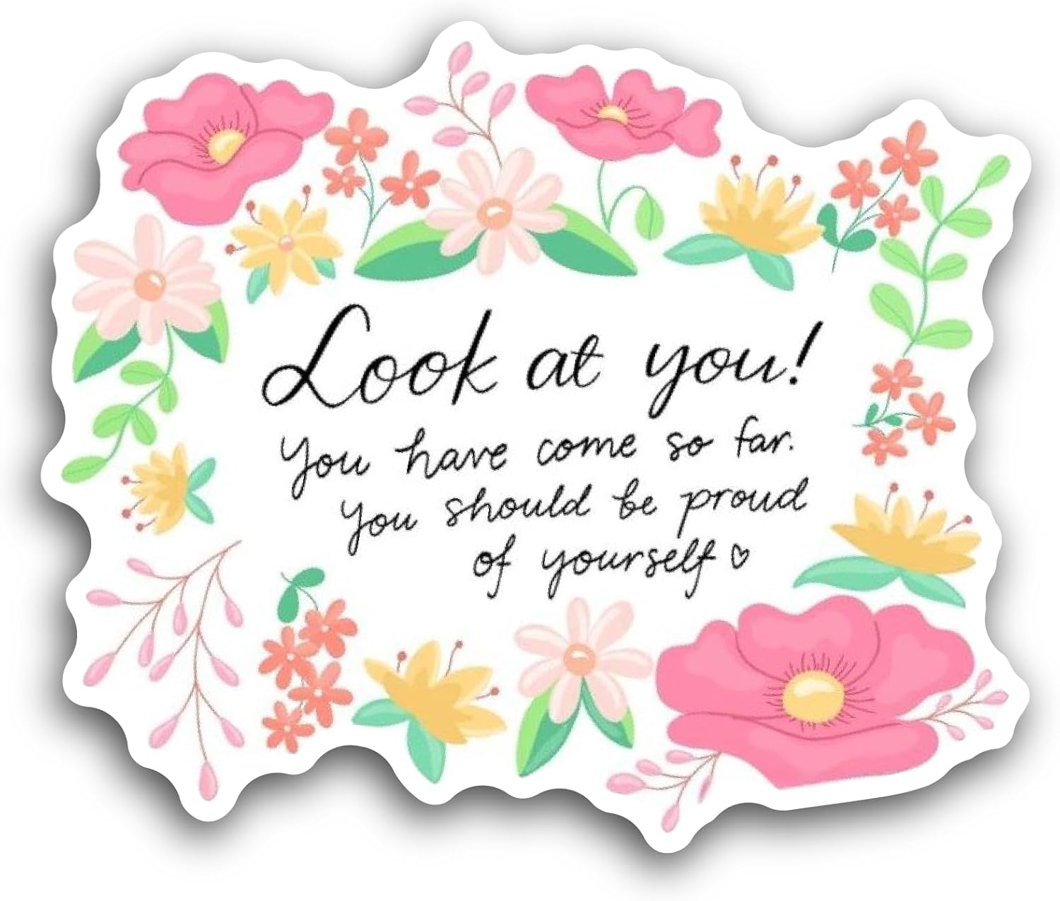2 (Pieces) 3" and 5"Look At You text Sticker, Waterproof Vinyl Decals for Many Purpose Like Cars, Trucks, Laptops, Phones, Windows and More