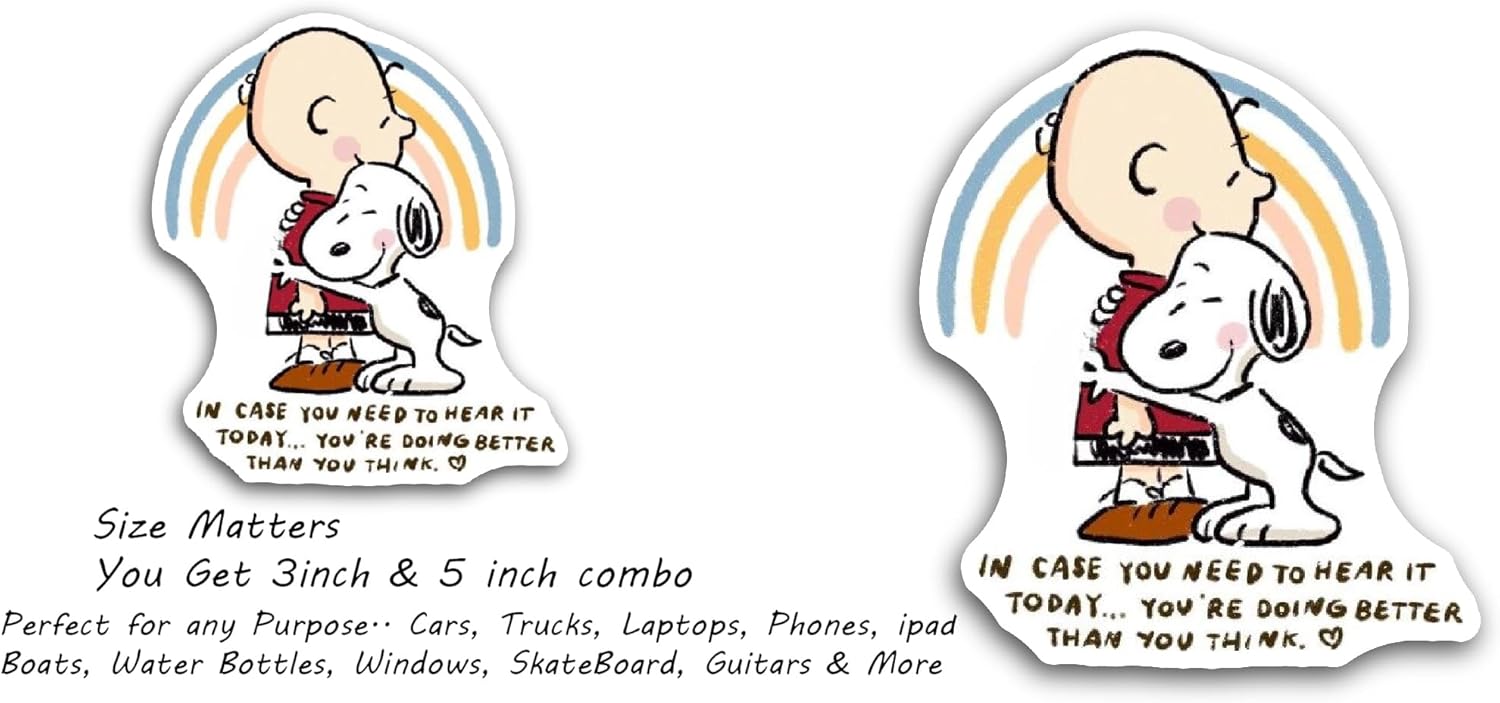 2 (Pieces) 3" and 5" Man and A Dog Sticker, Waterproof Vinyl Decals for Many Purpose Like Cars, Trucks, Laptops, Phones, Windows and More