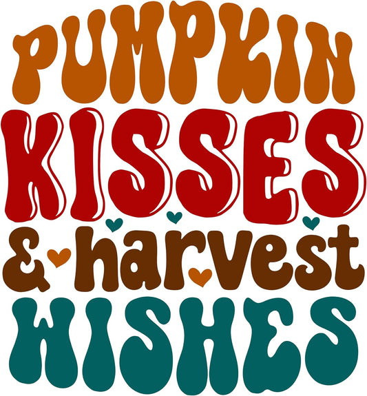 Inspirational Quote Pumpkin Kisses & Harvest Wishes Motivational Sticker Vinyl Decal Motivation Stickers- 5" Vinyl Sticker Waterproof