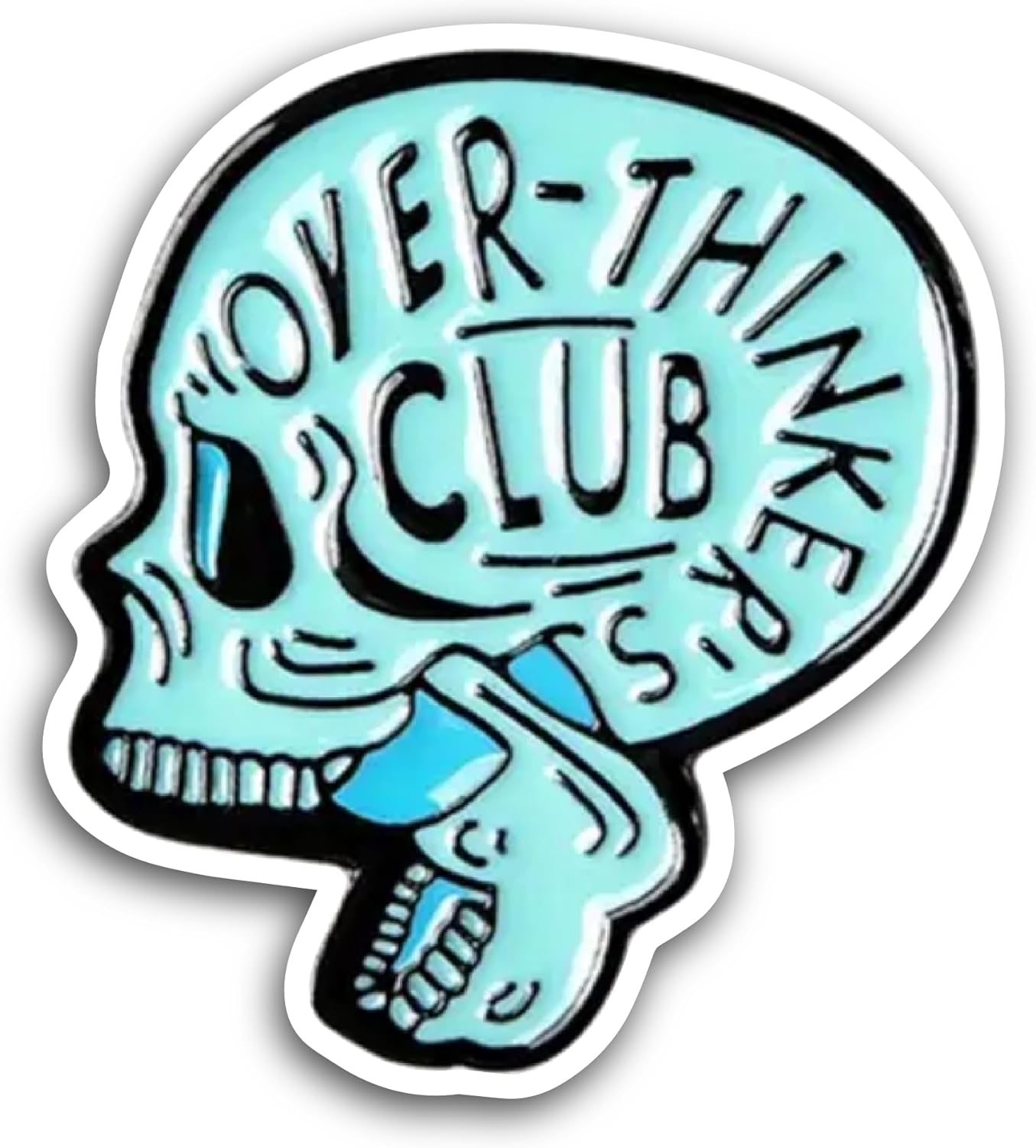2 (Pieces) 3" and 5" Overthinkers Club Sticker, Waterproof Vinyl Decals for Many Purpose Like Cars, Trucks, Laptops, Phones, Windows and More