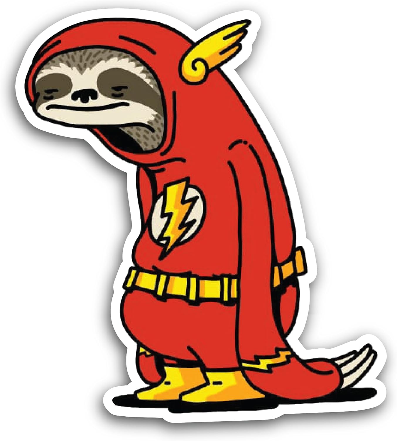 2 (Pieces) 3" and 5" Sloth in Red Hoody Sticker, Waterproof Vinyl Decals for Many Purpose Like Cars, Trucks, Laptops, Phones, Windows and More