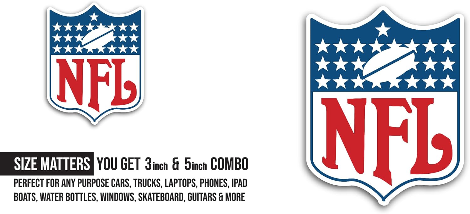 2 (Pieces) 3" and 5" F00tball League Sticker, Waterproof Vinyl Decals for Many Purpose Like Cars, Trucks, Laptops, Phones, Windows and More