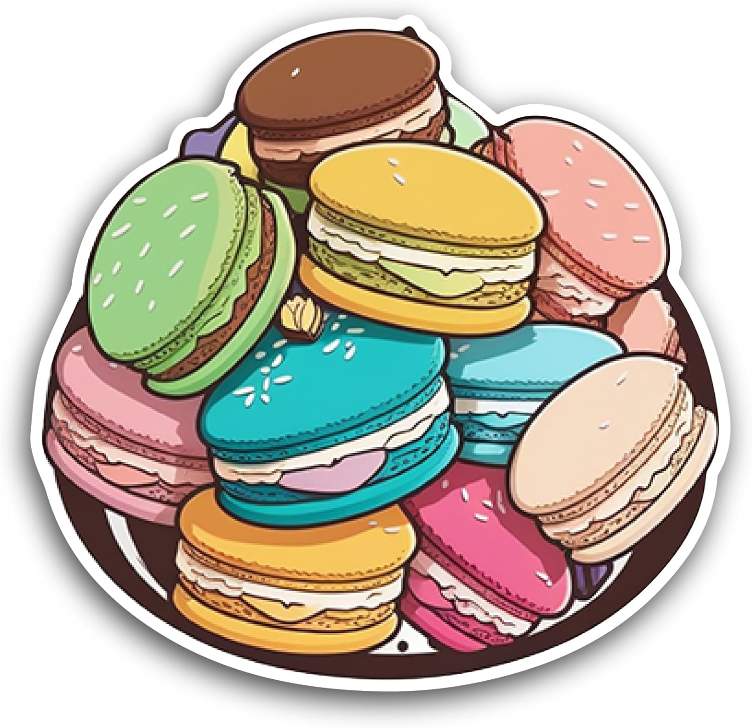 2 (Pieces) 3" and 5" Macaron Cookies Sticker, Waterproof Vinyl Decals for Many Purpose Like Cars, Trucks, Laptops, Phones, Windows and More
