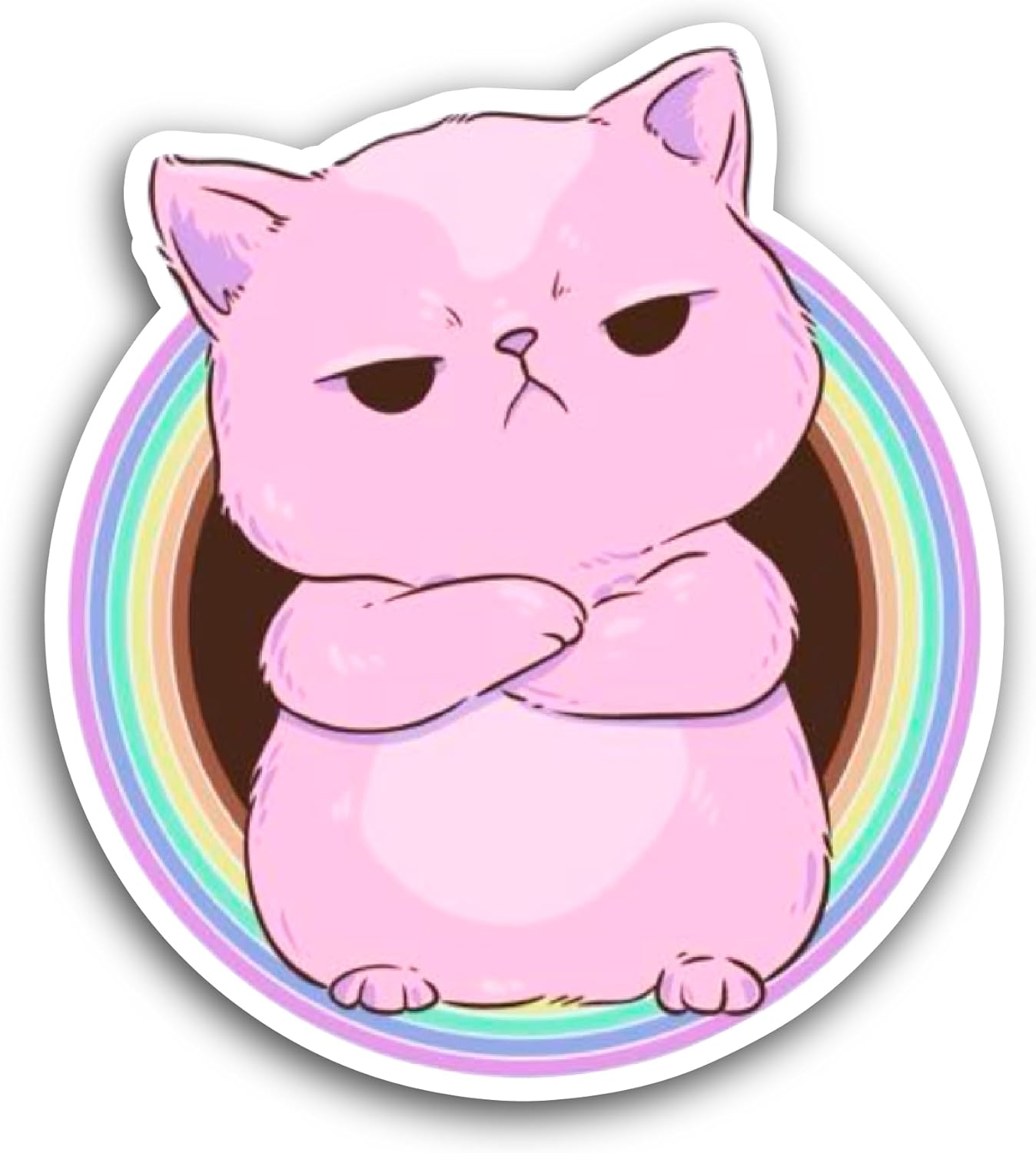2 (Pieces) 3" and 5" Pink Cat Sticker, Waterproof Vinyl Decals for Many Purpose Like Cars, Trucks, Laptops, Phones, Windows and More