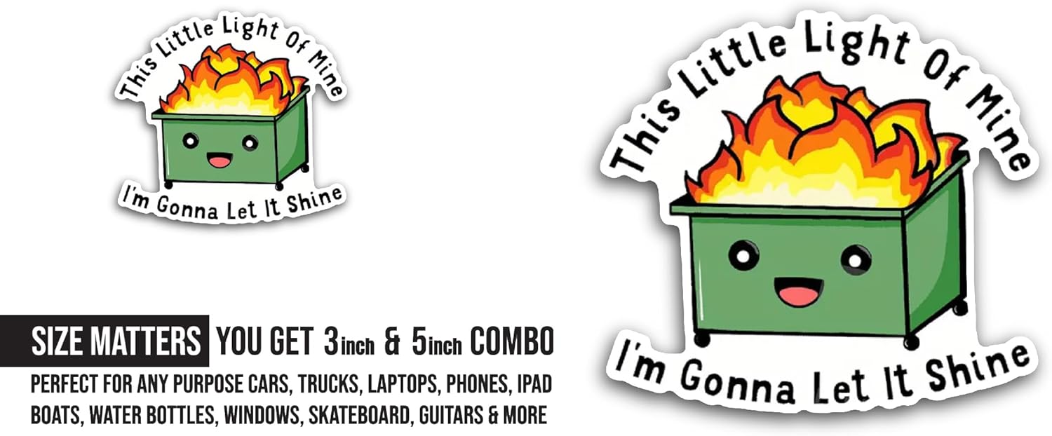 2 (Pieces) 3" and 5" This Little Light of Mine Text Sticker, Waterproof Vinyl Decals for Many Purpose Like Cars, Trucks, Laptops, Phones, Windows and More