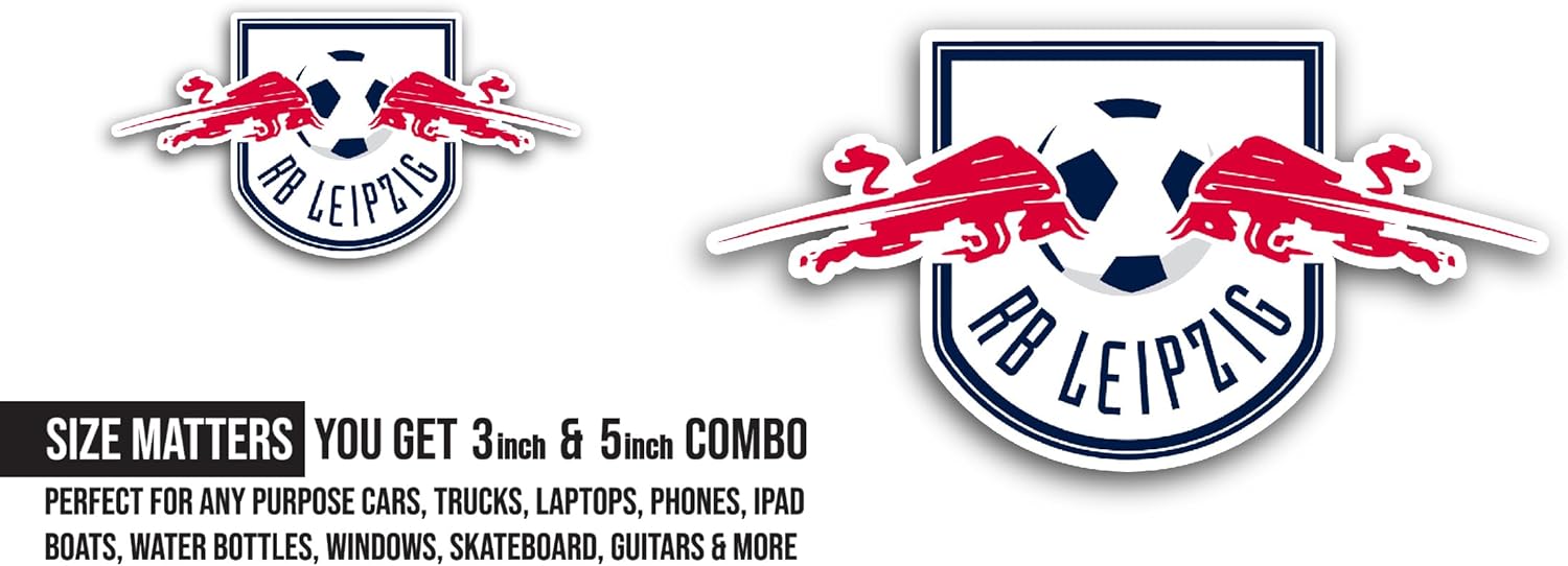2 (Pieces) 3" and 5" RB L3ipzig Sticker, Waterproof Vinyl Decals for Many Purpose Like Cars, Trucks, Laptops, Phones, Windows and More