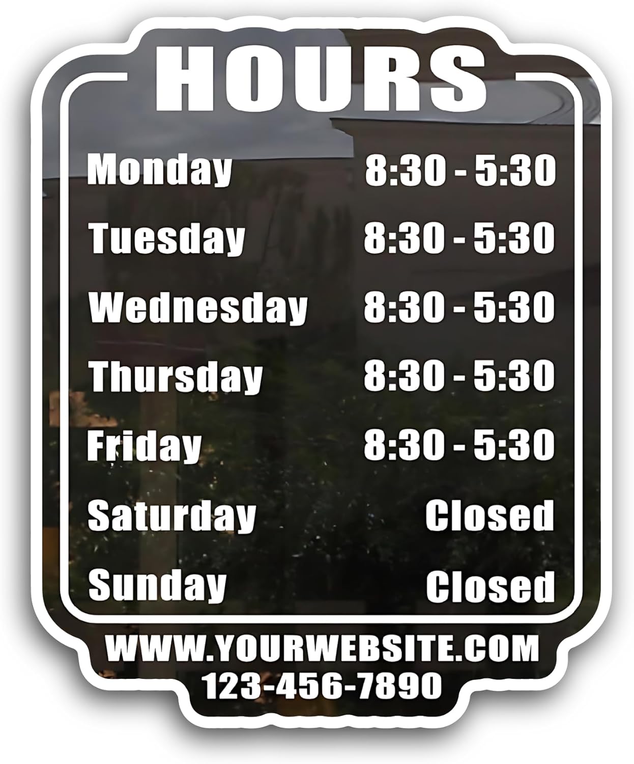 2 (Pieces) 3" and 5" Custom Business Hours Sticker, Waterproof Vinyl Decals for Many Purpose Like Cars, Trucks, Laptops, Phones, Windows and More