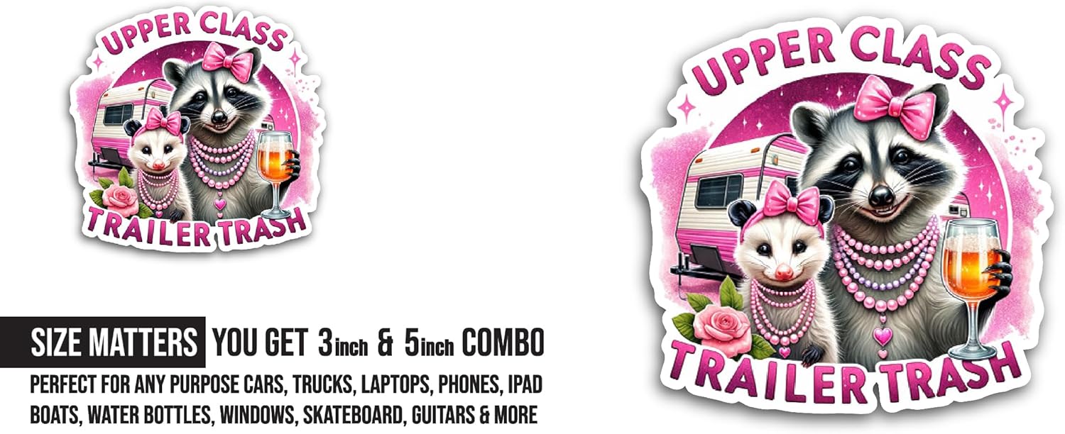 2 (Pieces) 3" and 5" Upper Class Sticker, Waterproof Vinyl Decals for Many Purpose Like Cars, Trucks, Laptops, Phones, Windows and More