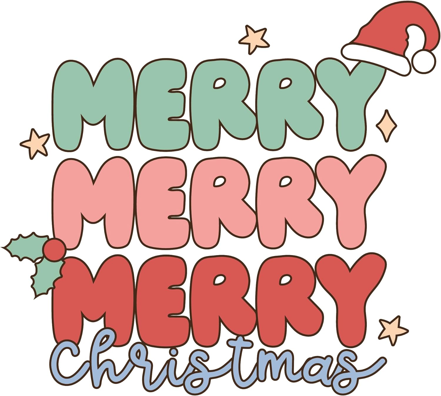 Inspirational Quote Merry Merry Christmas Red Hat Motivational Sticker Vinyl Decal Motivation Stickers- 5" Vinyl Sticker Waterproof