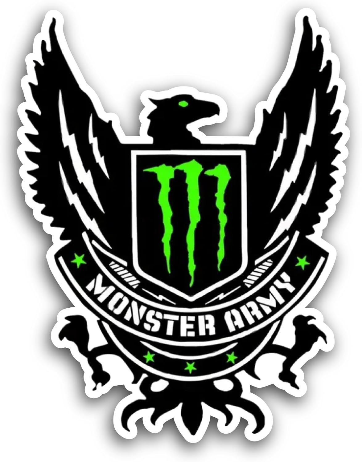2 (Pieces) 3" and 5" Monster Army Sticker, Waterproof Vinyl Decals for Many Purpose Like Cars, Trucks, Laptops, Phones, Windows and More