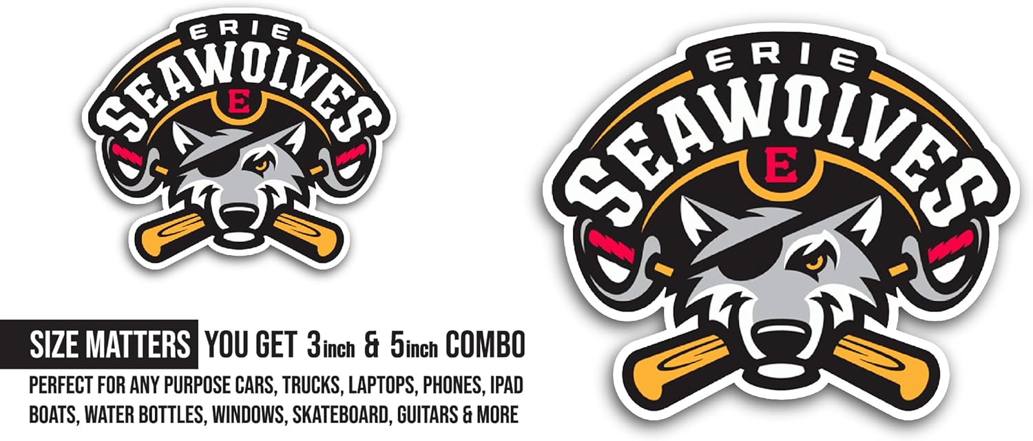 2 (Pieces) 3" and 5" Er1e Seaw0lves Logo Decal Sticker, Waterproof Vinyl Decals for Many Purpose Like Cars, Trucks, Laptops, Phones, Windows and More