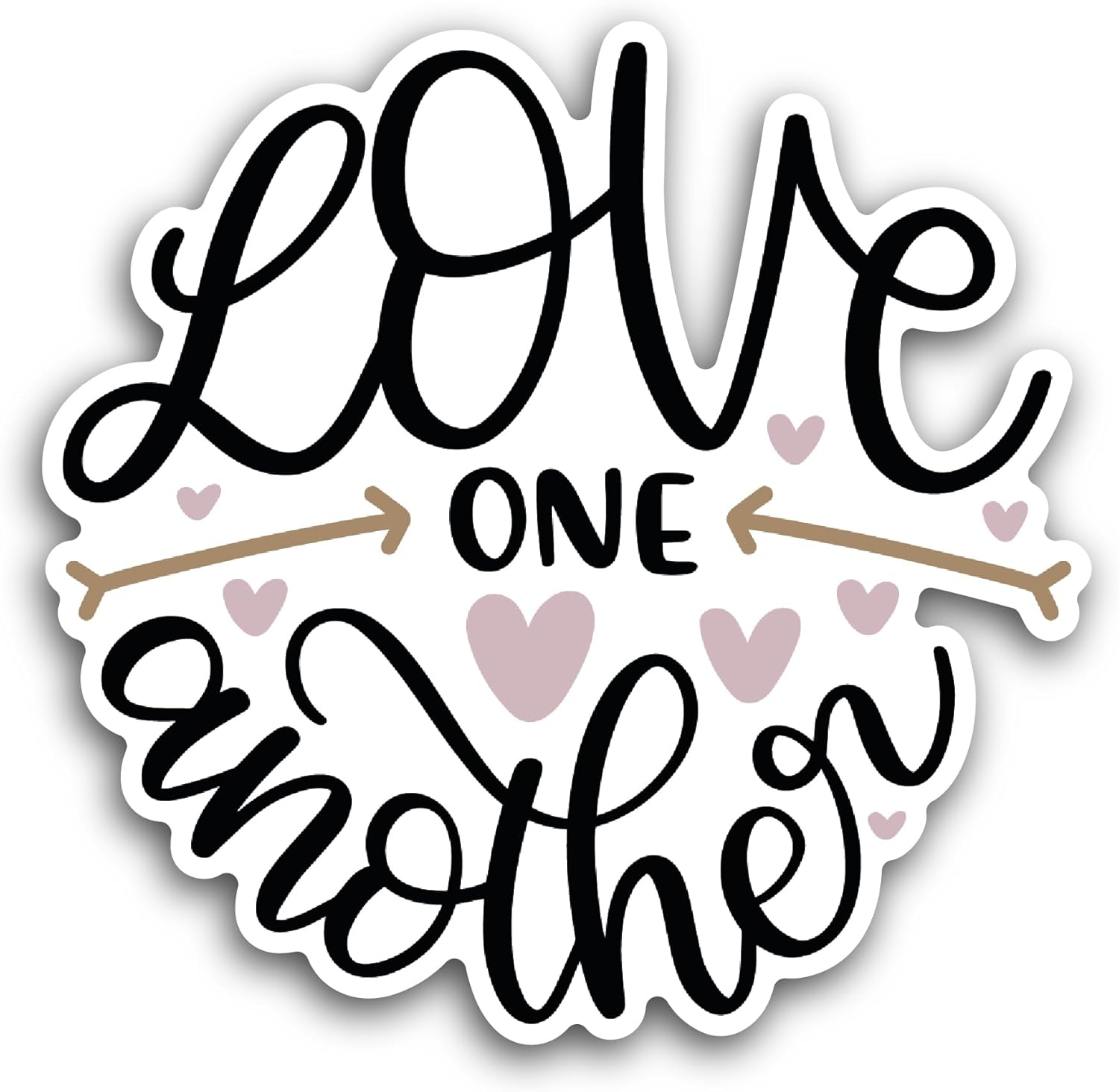 2 (Pieces) 3" and 5" Love One Another Text Sticker, Waterproof Vinyl Decals for Many Purpose Like Cars, Trucks, Laptops, Phones, Windows and More