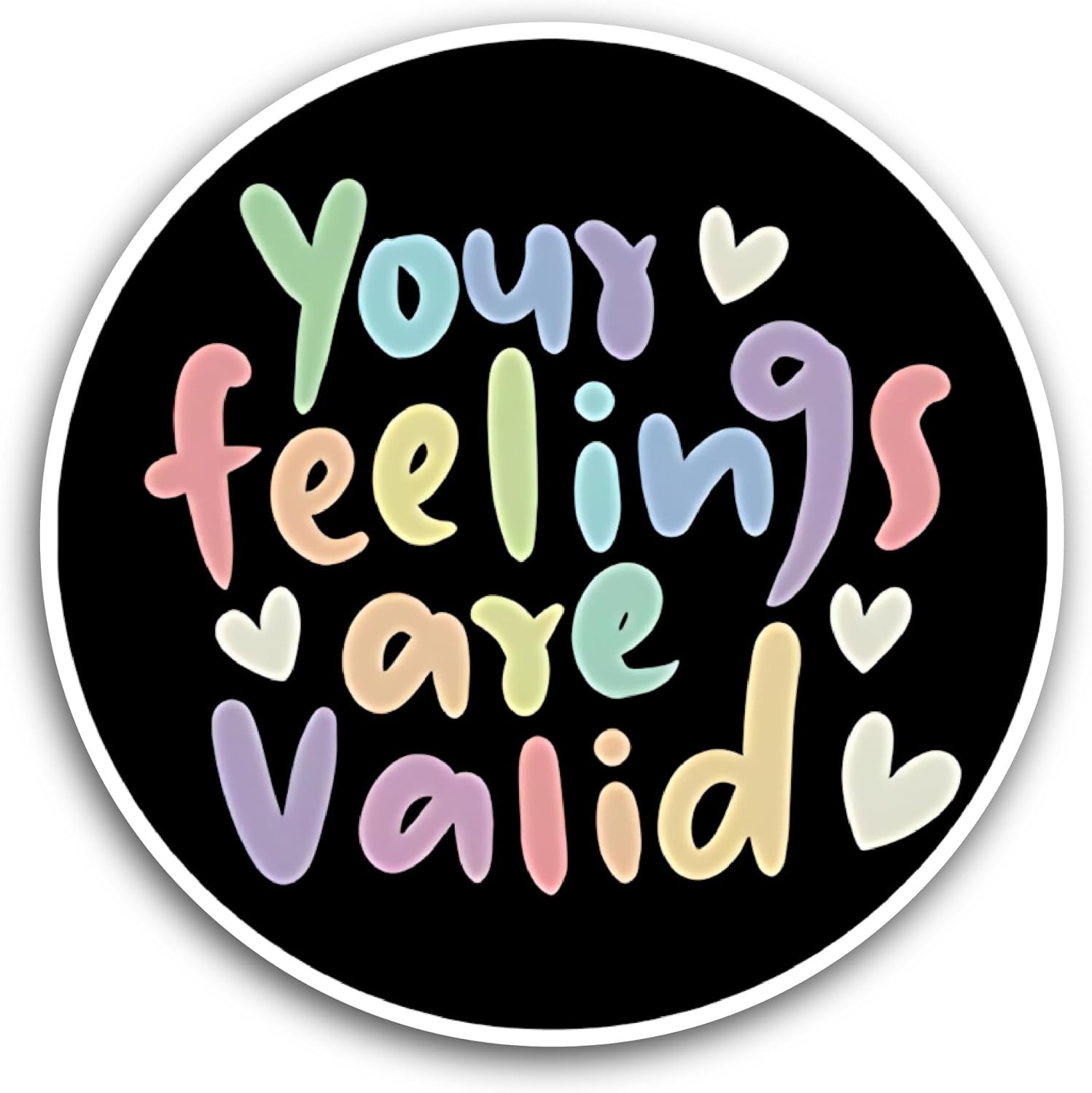 2 (Pieces) 3" and 5" Your Feelings are Valid Text Sticker, Waterproof Vinyl Decals for Many Purpose Like Cars, Trucks, Laptops, Phones, Windows and More