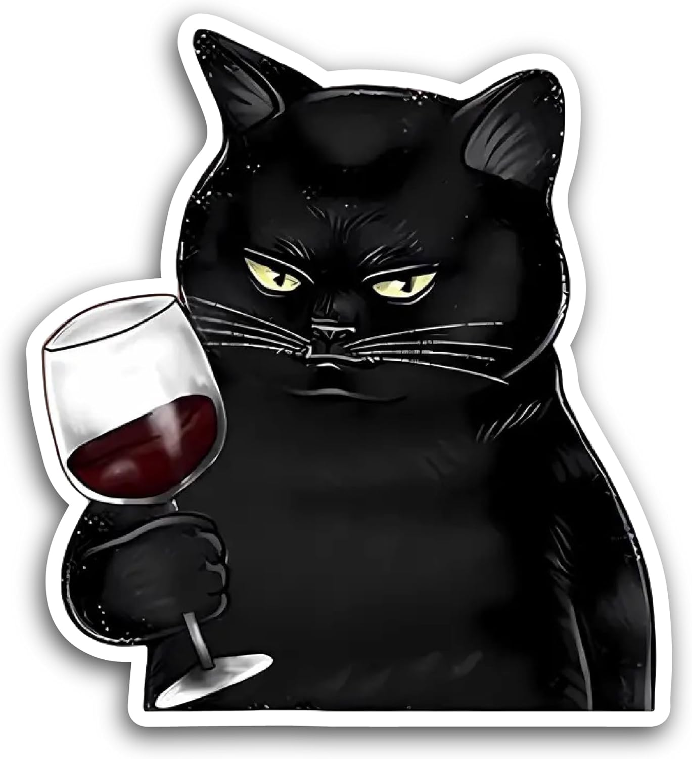 2 (Pieces) 3" and 5" Cat Drinking Wine Sticker, Waterproof Vinyl Decals for Many Purpose Like Cars, Trucks, Laptops, Phones, Windows and More
