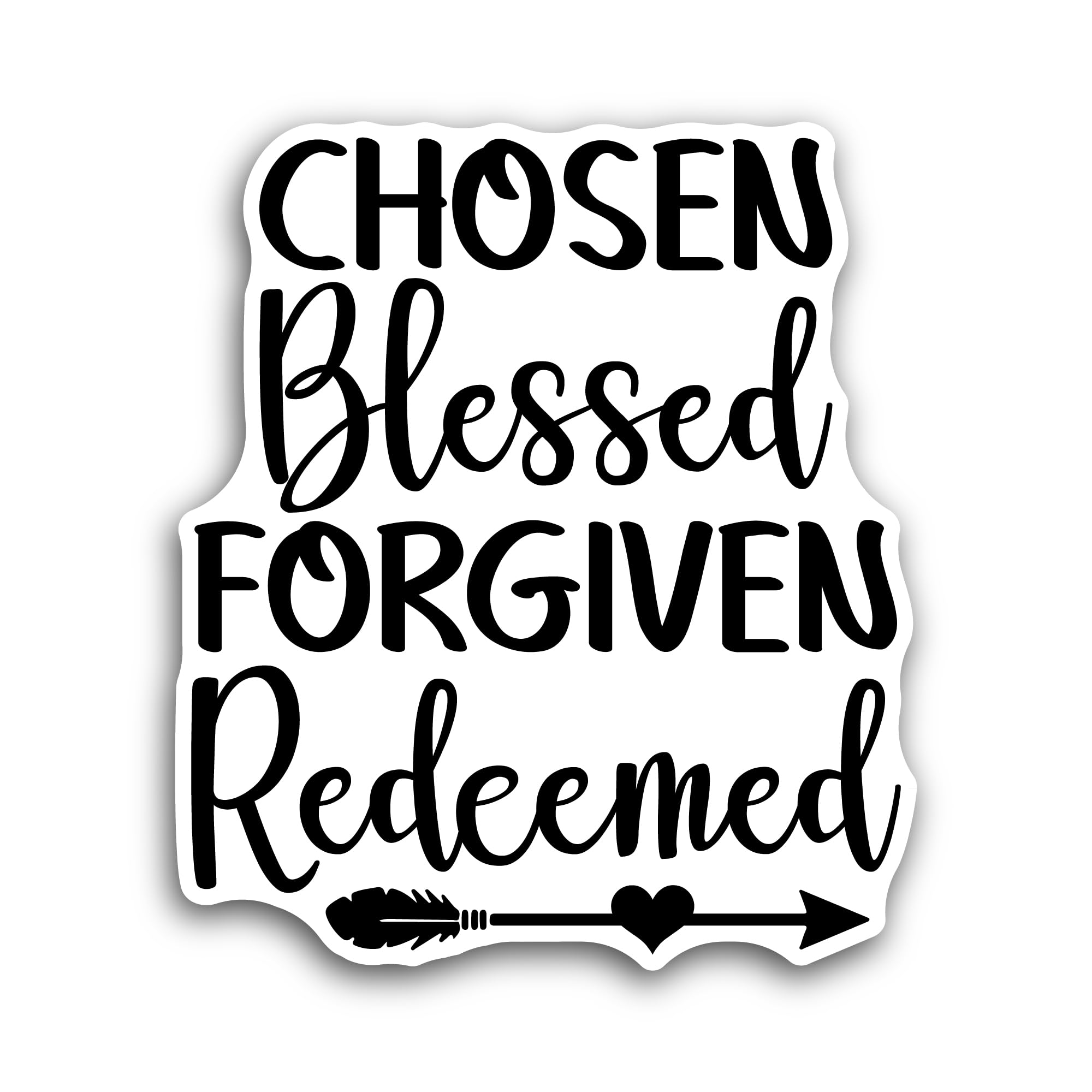 2 (Pieces) 3" and 5" Chosen Blessed Forgiven Redeemed Text Sticker, Waterproof Vinyl Decals for Many