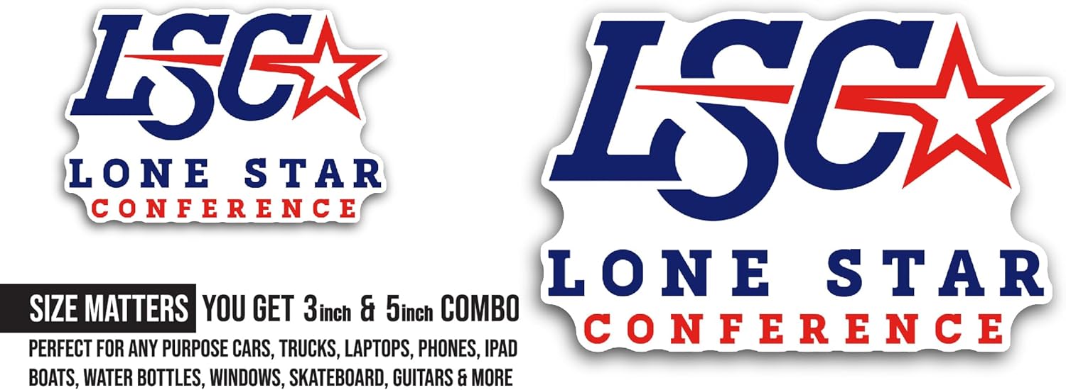 2 (Pieces) 3" and 5" L0ne Star Conference Sticker, Waterproof Vinyl Decals for Many Purpose Like Cars, Trucks, Laptops, Phones, Windows and More