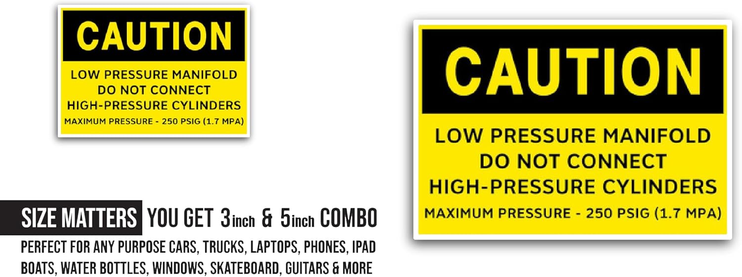 2 (Pieces) 3" and 5" Low Pressure Manifold Sticker, Waterproof Vinyl Decals for Many Purpose Like Cars, Trucks, Laptops, Phones, Windows and More