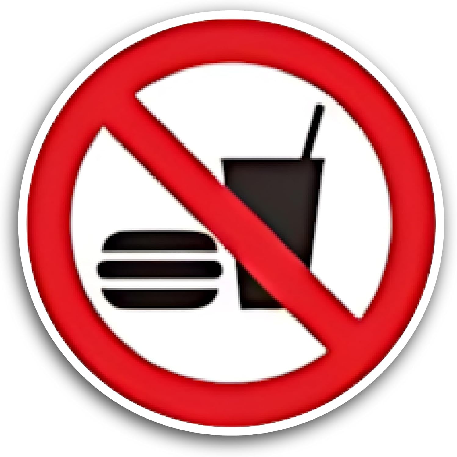 2 (Pieces) 3" and 5" No Eating or Drinking Symbol Sticker, Waterproof Vinyl Decals for Many Purpose Like Cars, Trucks, Laptops, Phones, Windows and More