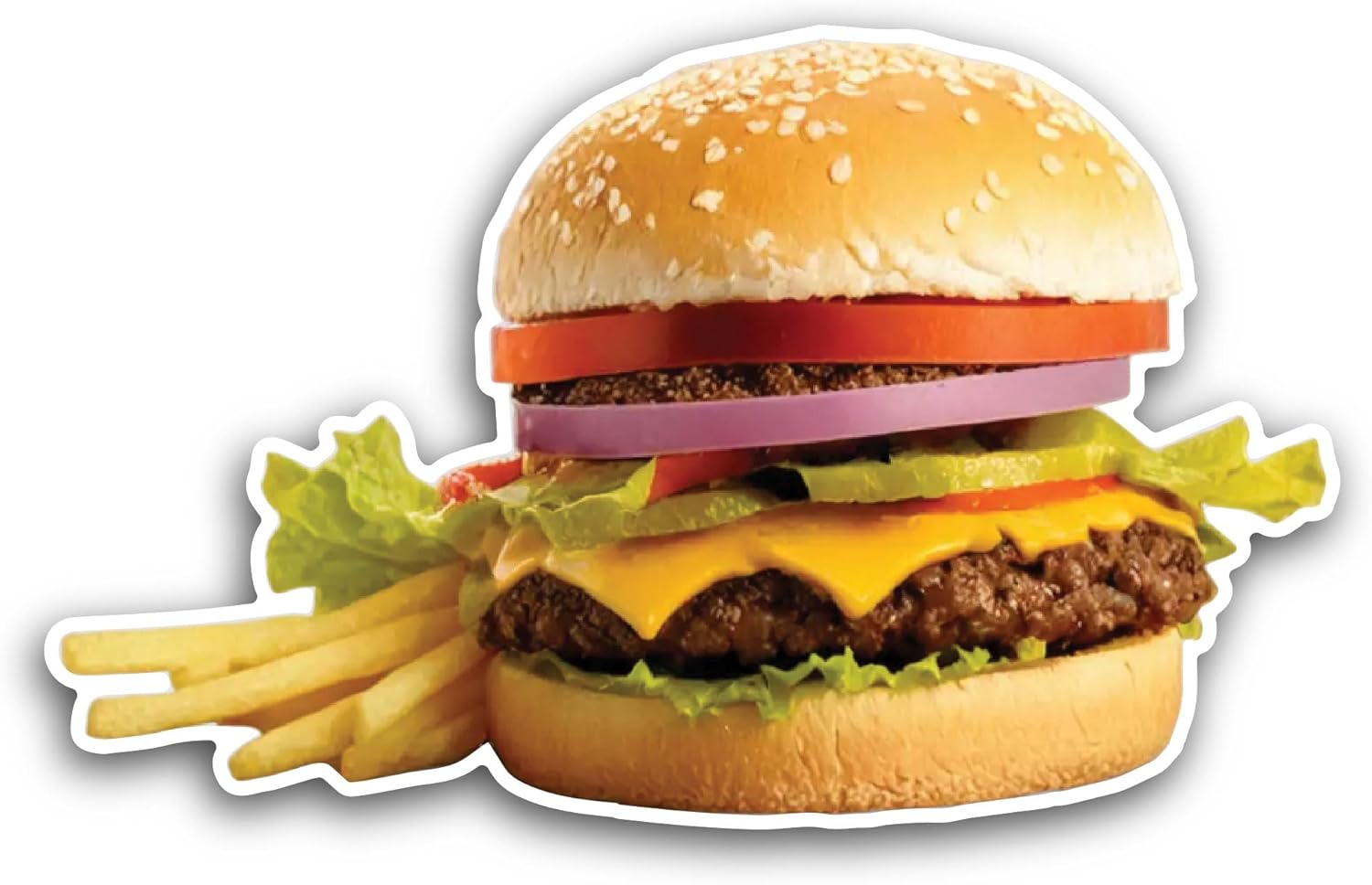 2 (Pieces) 3" and 5" Delicious Hamburger Sticker, Waterproof Vinyl Decals for Many Purpose Like Cars, Trucks, Laptops, Phones, Windows and More