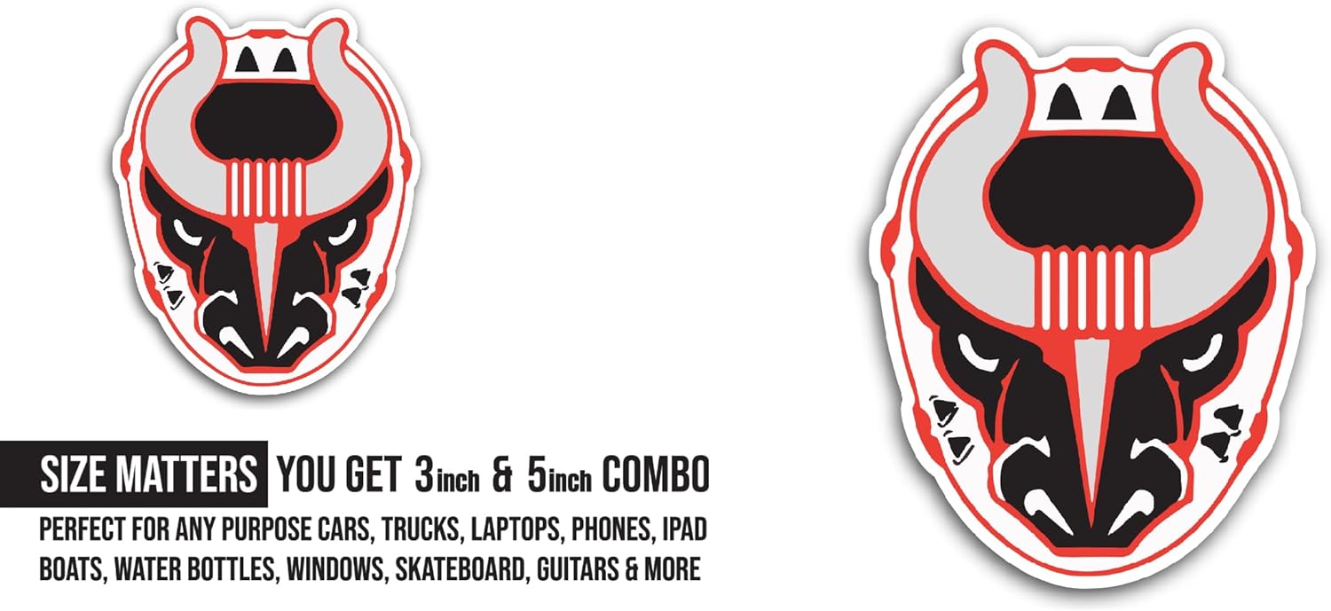 2 (Pieces) 3" and 5" Birm1ngham Bulls Sticker, Waterproof Vinyl Decals for Many Purpose Like Cars, Trucks, Laptops, Phones, Windows and More