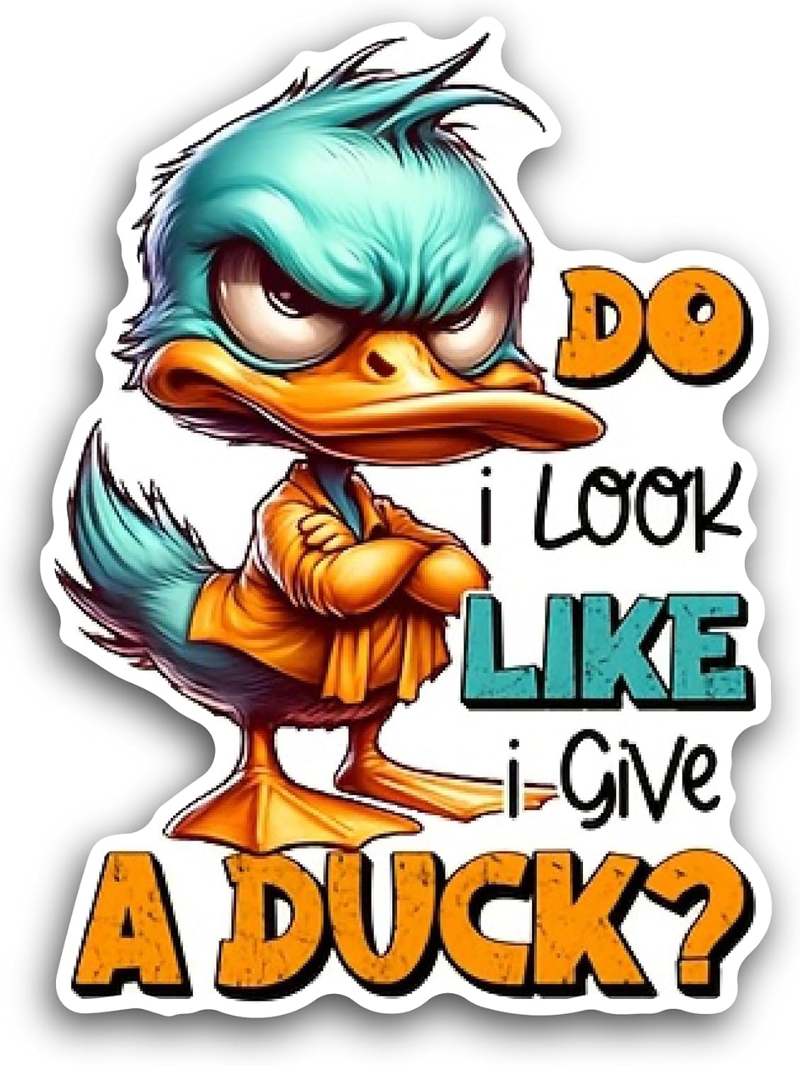 2 (Pieces) 3" and 5" Funny Angry Duck Sticker, Waterproof Vinyl Decals for Many Purpose Like Cars, Trucks, Laptops, Phones, Windows and More