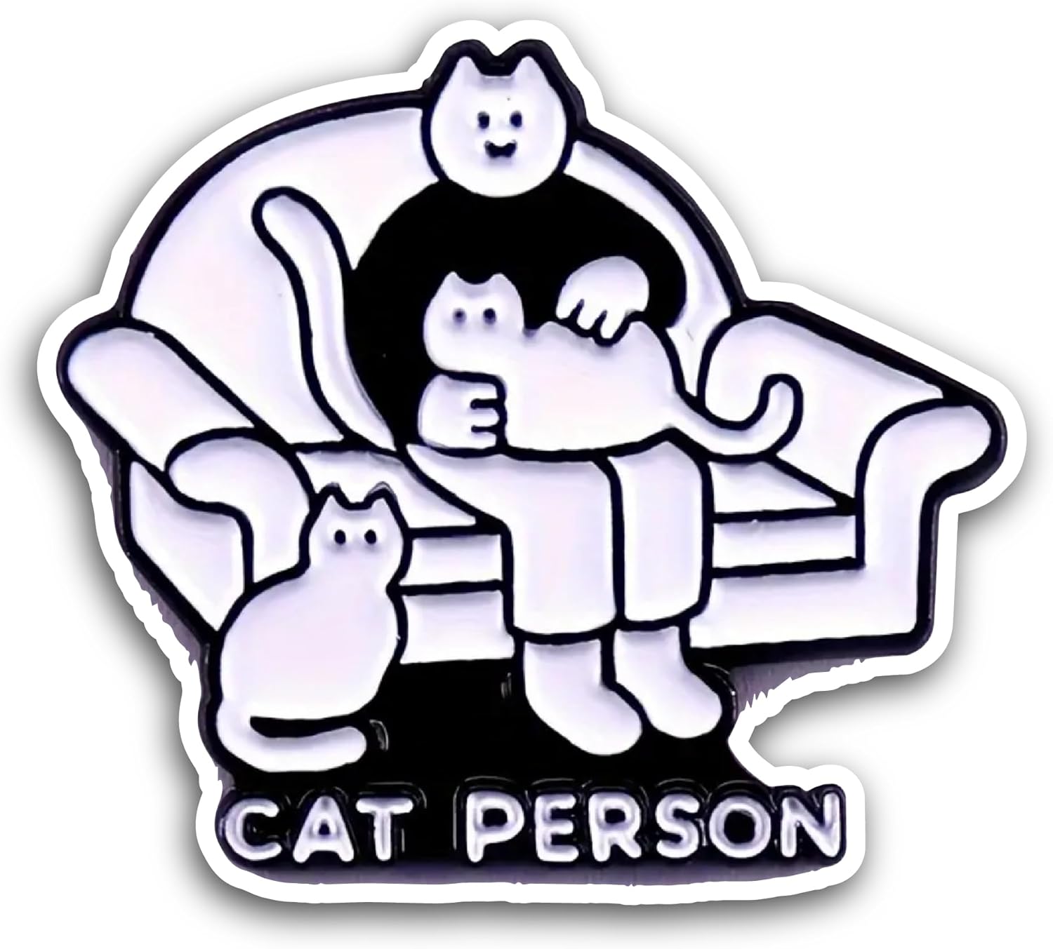 2 (Pieces) 3" and 5" Cat Person Sticker, Waterproof Vinyl Decals for Many Purpose Like Cars, Trucks, Laptops, Phones, Windows and More