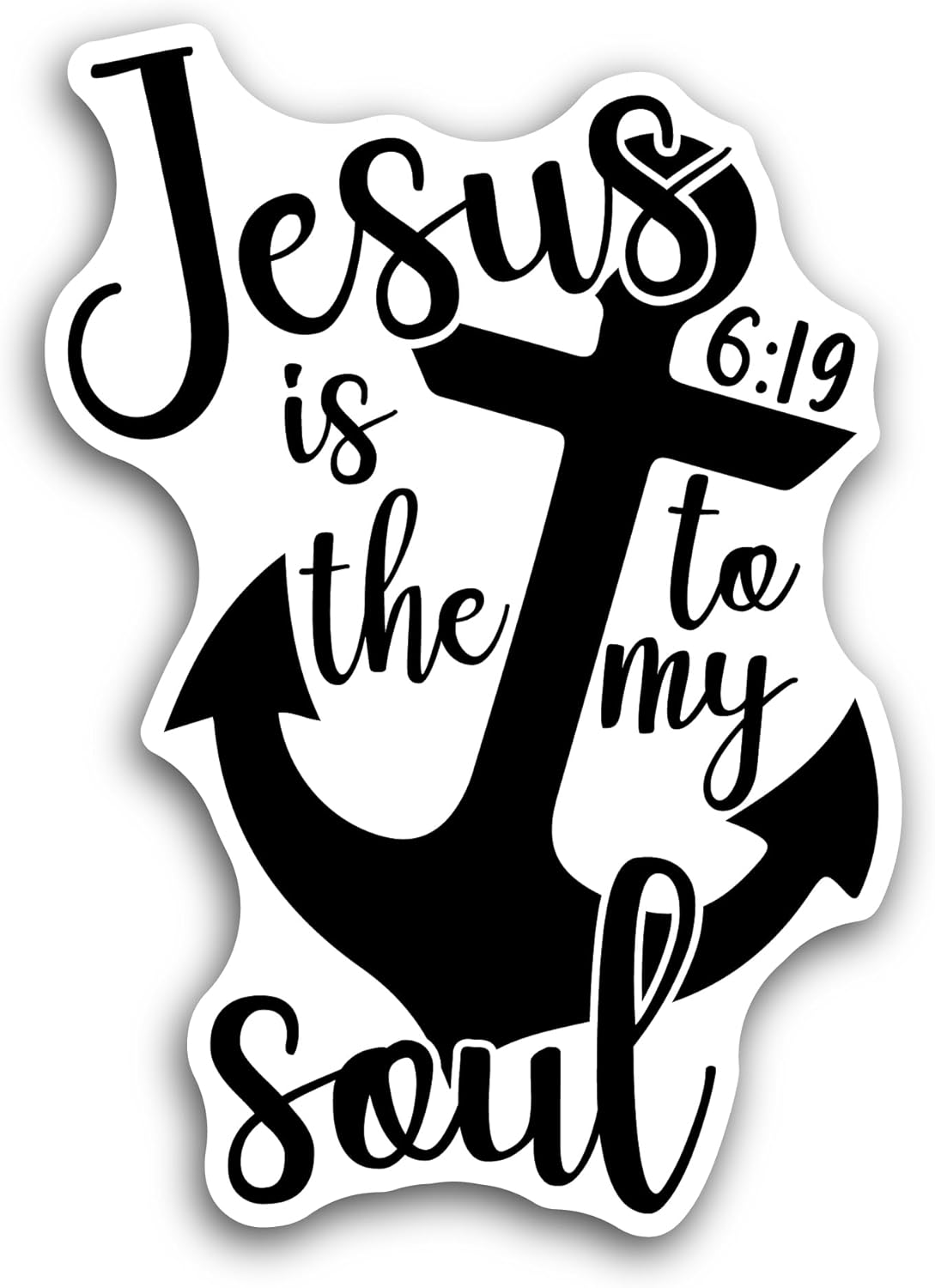 2 (Pieces) 3" and 5" Jesus is The Anchor to My Soul Text Sticker, Waterproof Vinyl Decals for Many Purpose Like Cars, Trucks, Laptops, Phones, Windows and More