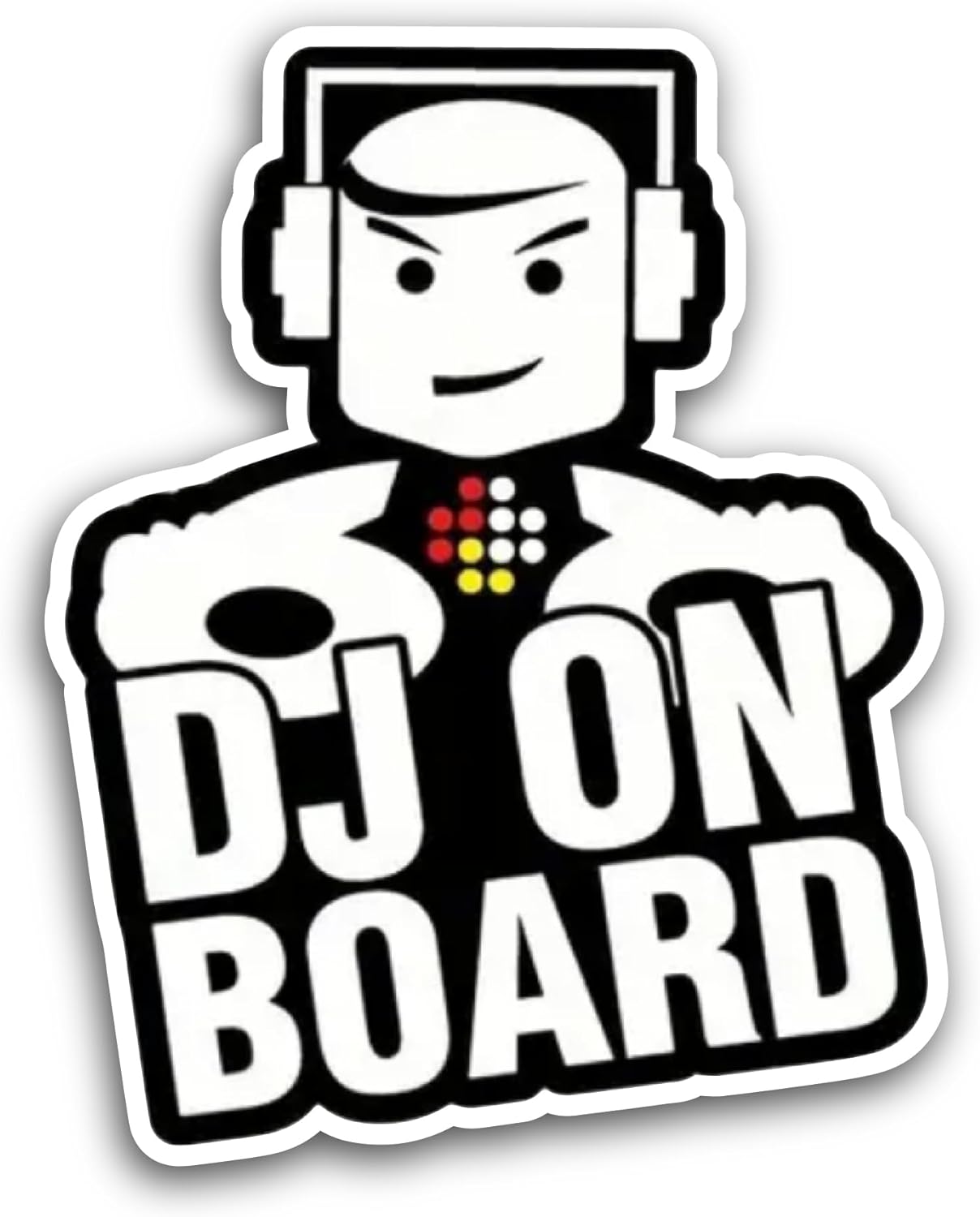 2 (Pieces) 3" and 5" DJ On Board Sticker, Waterproof Vinyl Decals for Many Purpose Like Cars, Trucks, Laptops, Phones, Windows and More
